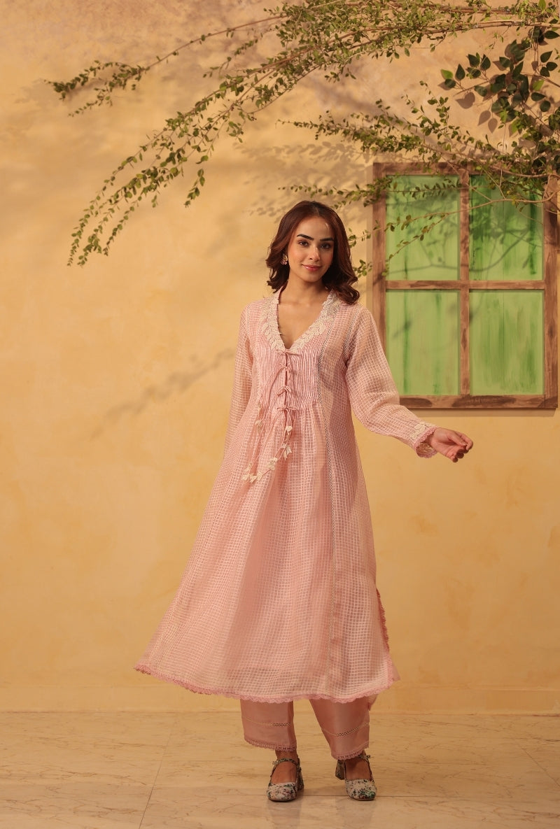 Light Pink Tie-Up Saaz Kurta Set
