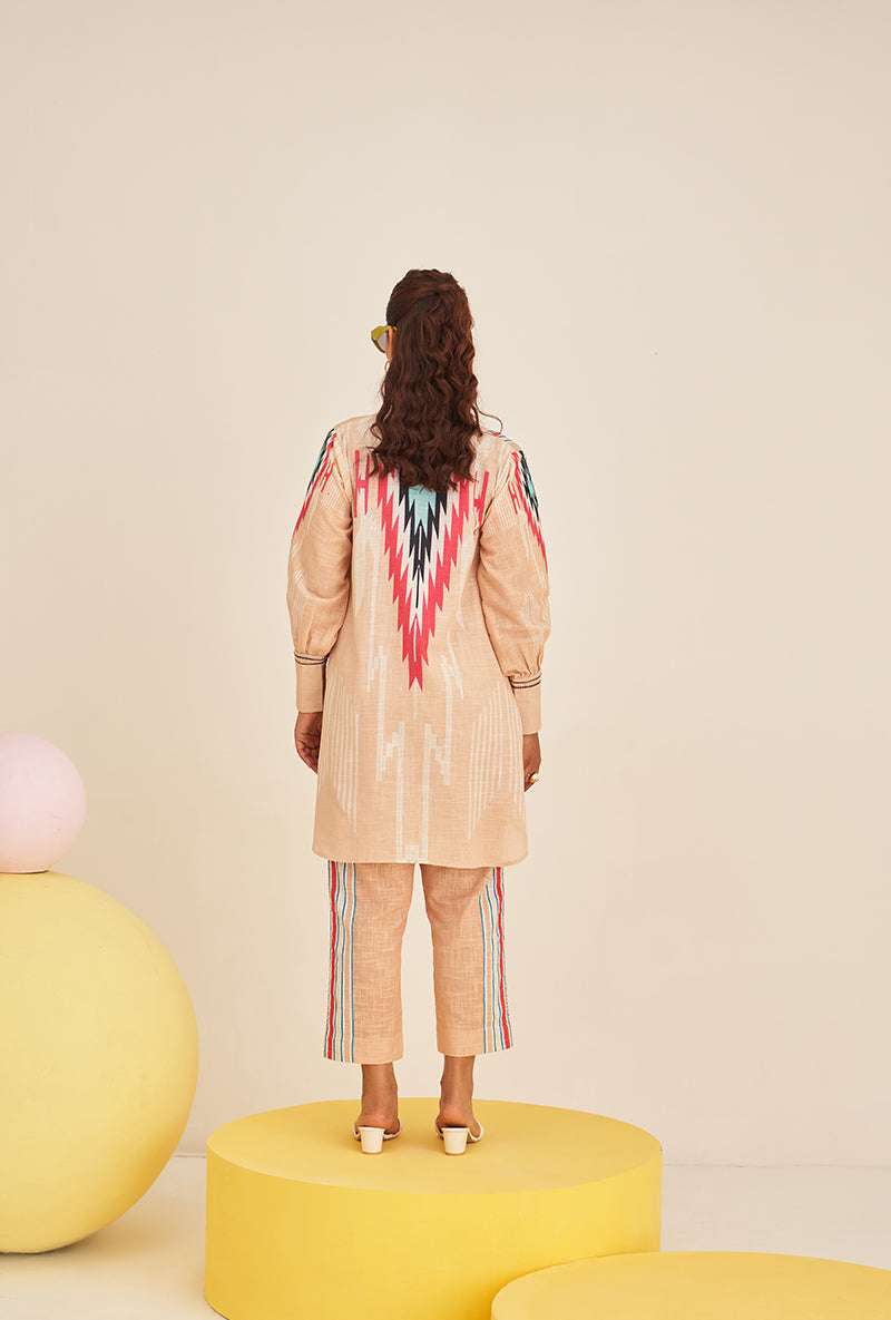 Beige Multi Stripe Long Shirt Bella Co-ord Set