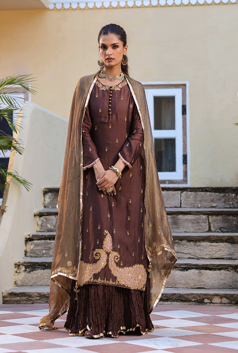 Brown Straight Raag Kurta Set