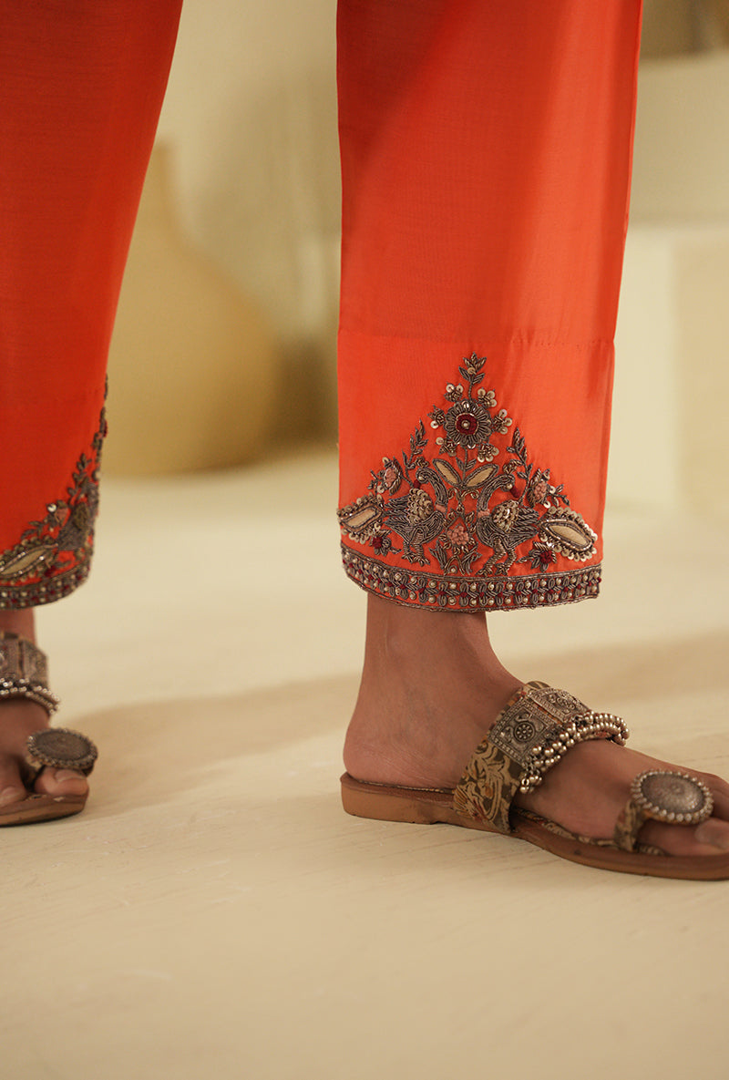 Coral Side Gathered Noorie Kurta Set