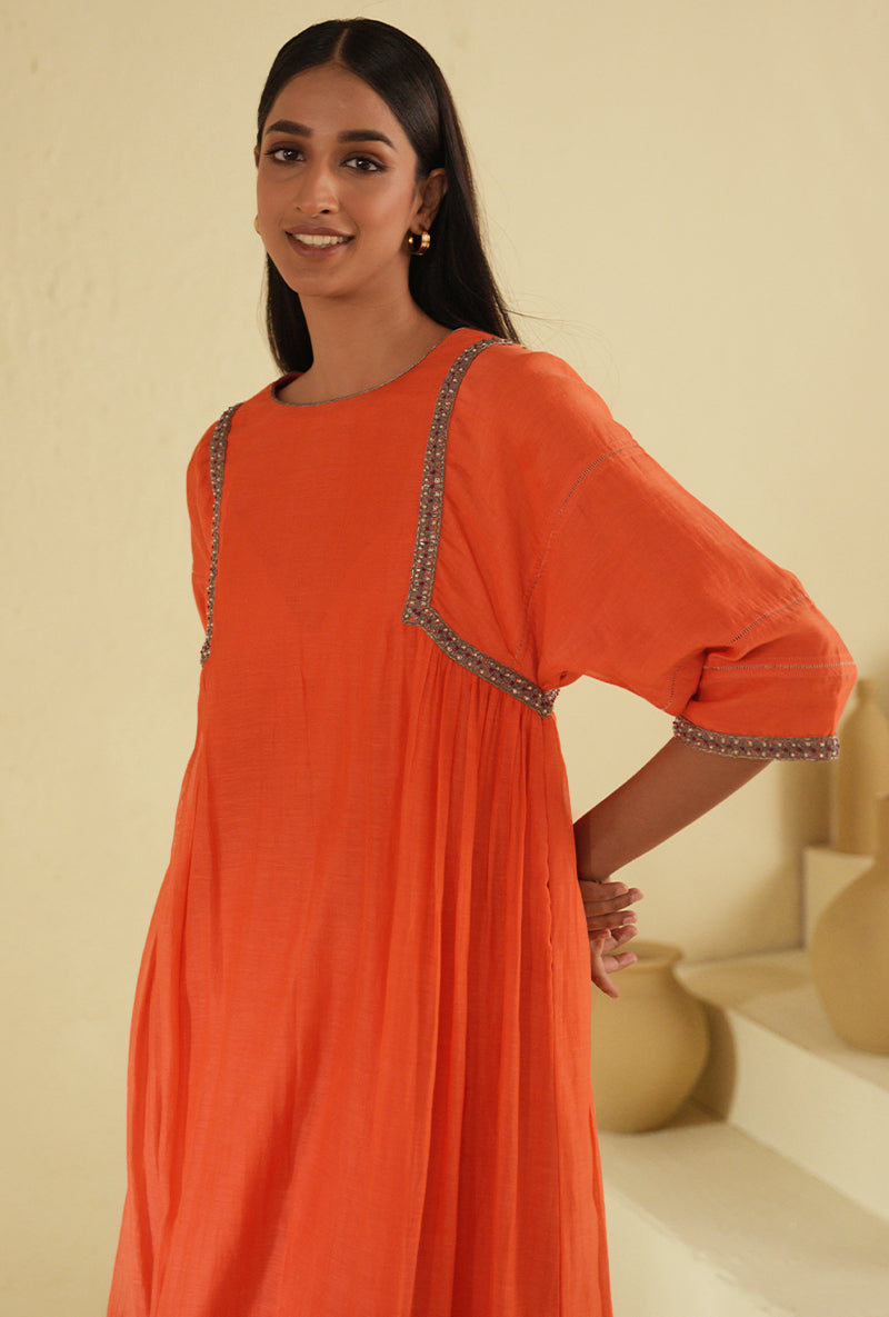 Coral Side Gathered Noorie Kurta Set