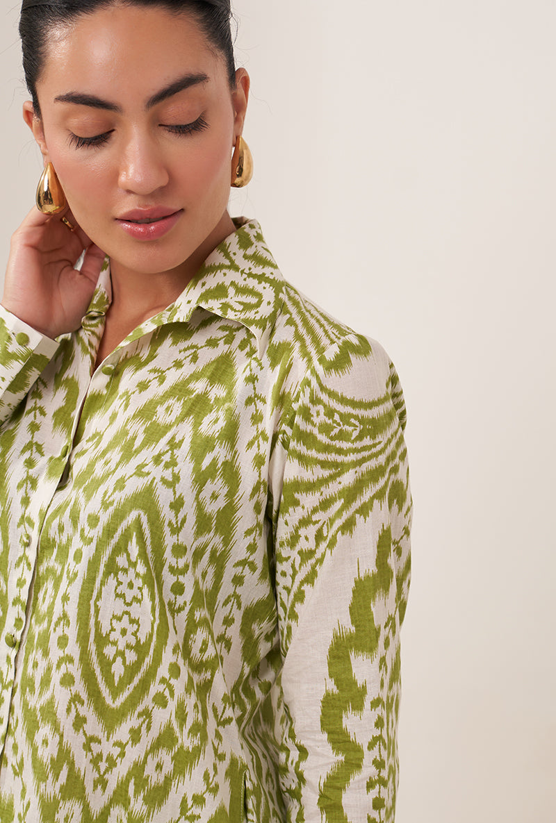 Green Ikat Collar Lovebirds Co-ord Set