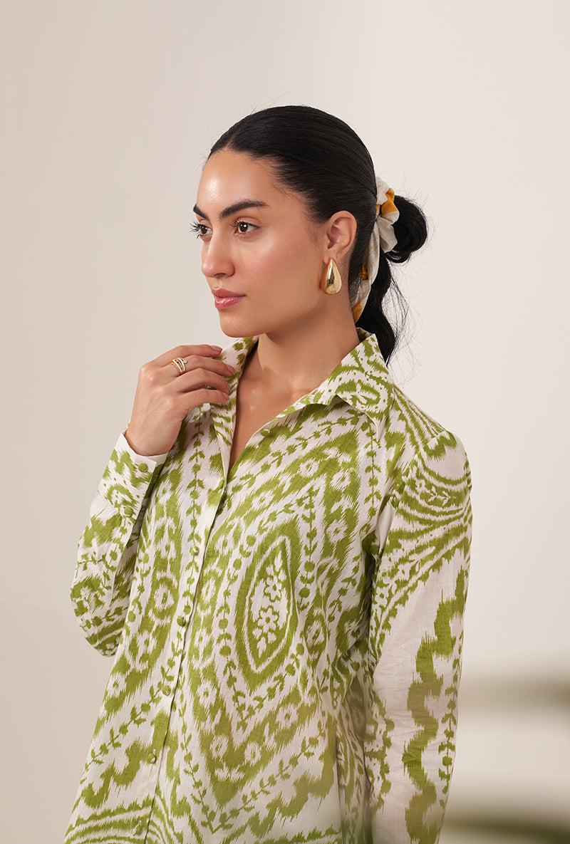 Green Ikat Collar Lovebirds Co-ord Set