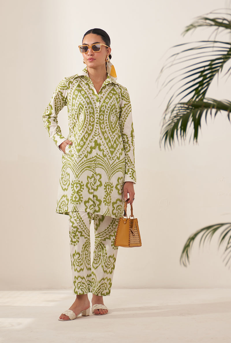 Green Ikat Collar Lovebirds Co-ord Set