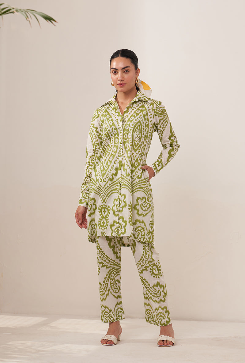 Green Ikat Collar Lovebirds Co-ord Set