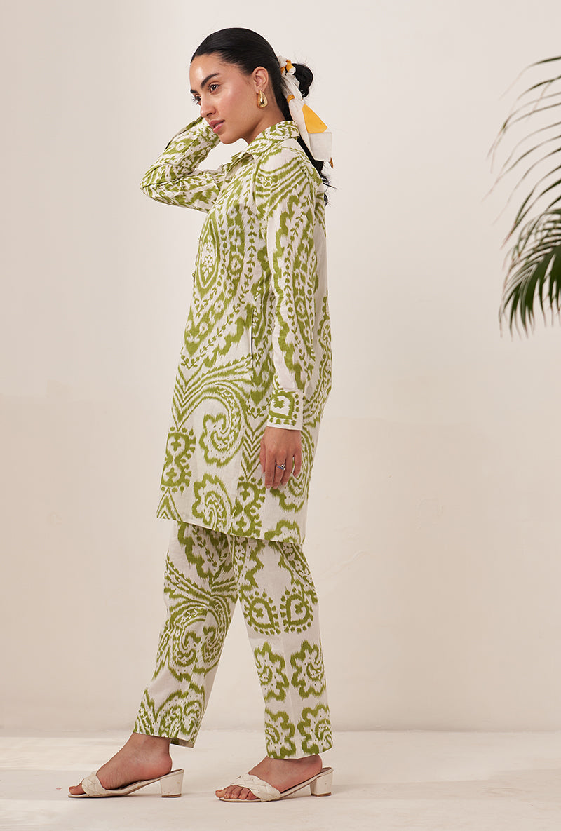 Green Ikat Collar Lovebirds Co-ord Set