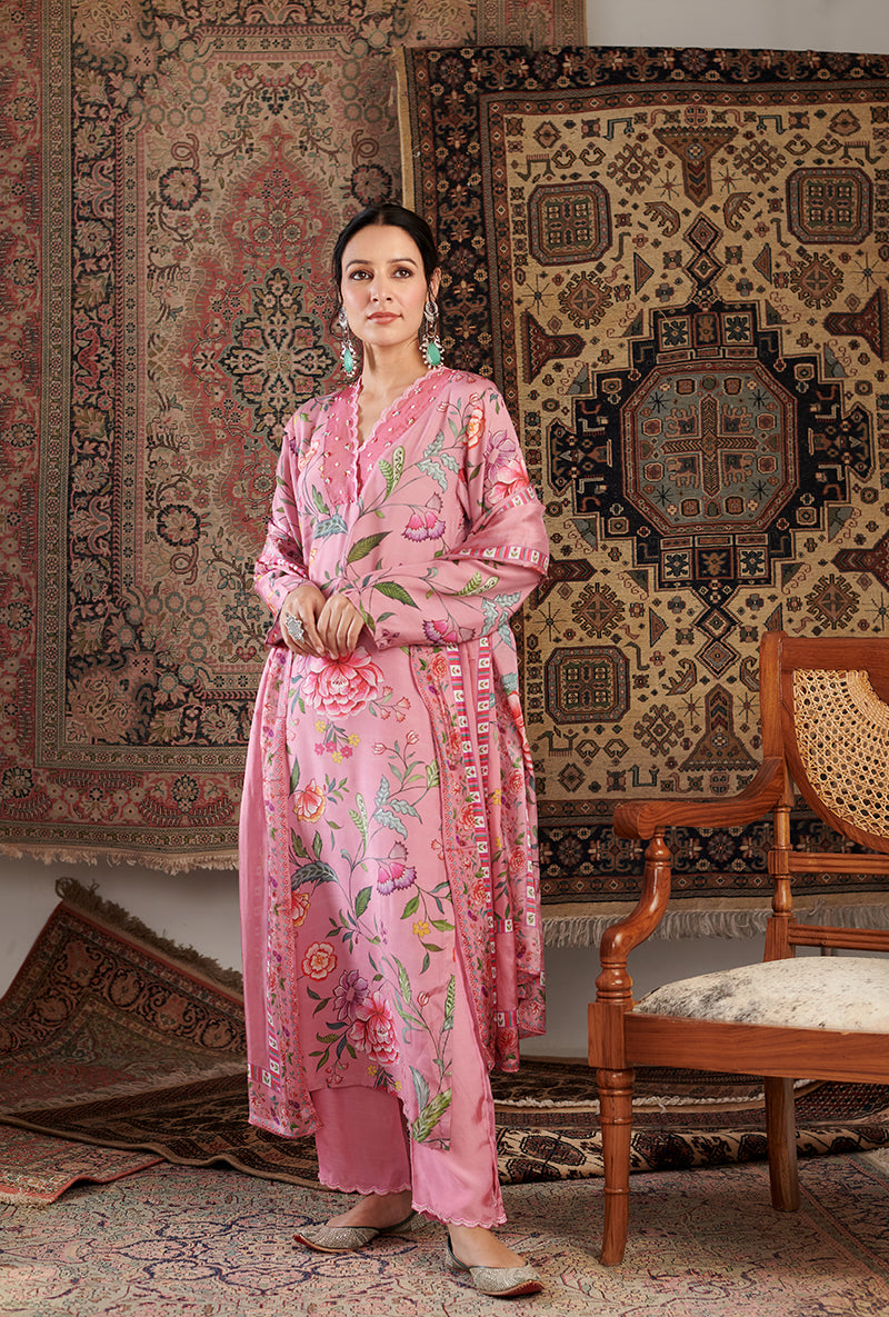 Old Rose Gul Embroidered Aalam Kurta Set