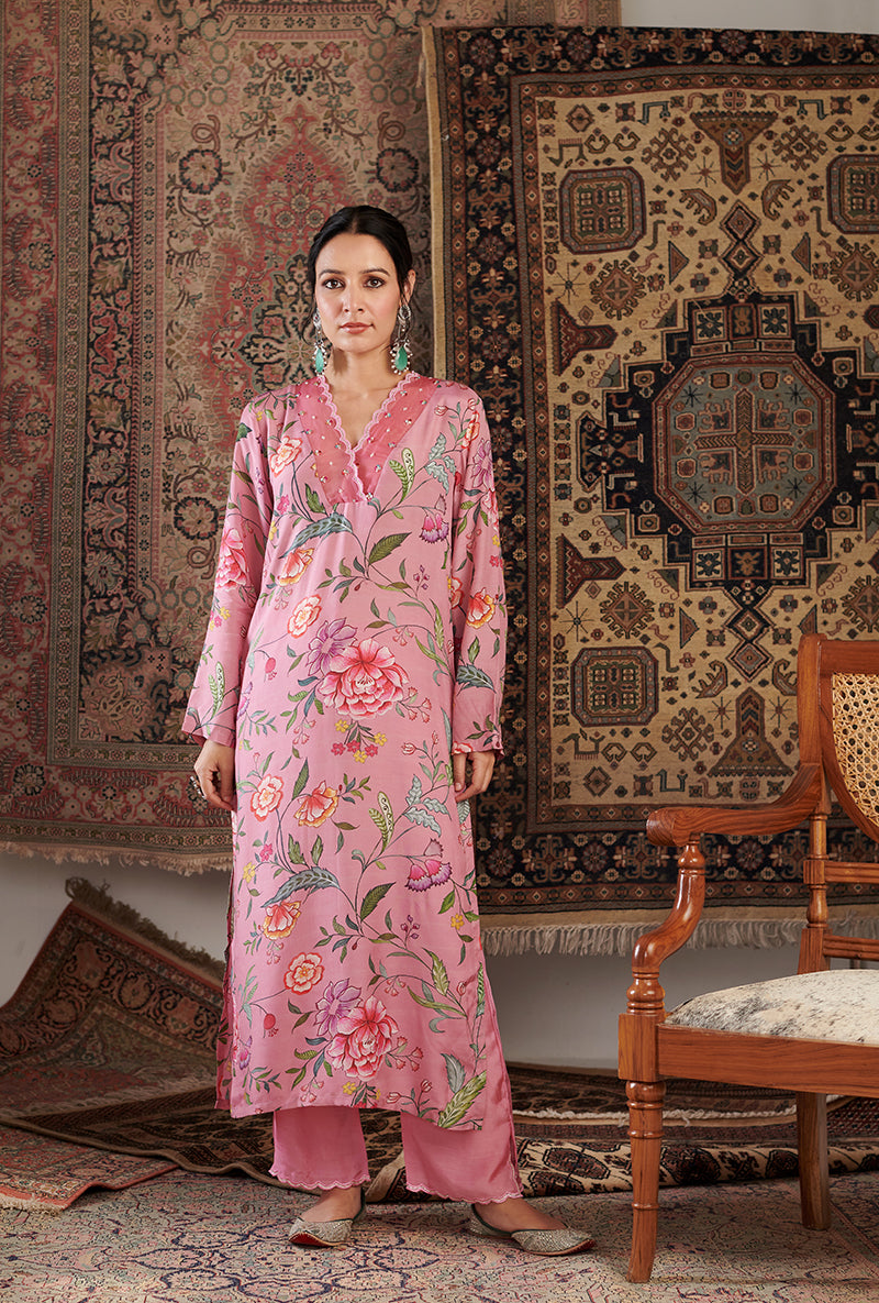 Old Rose Gul Embroidered Aalam Kurta Set