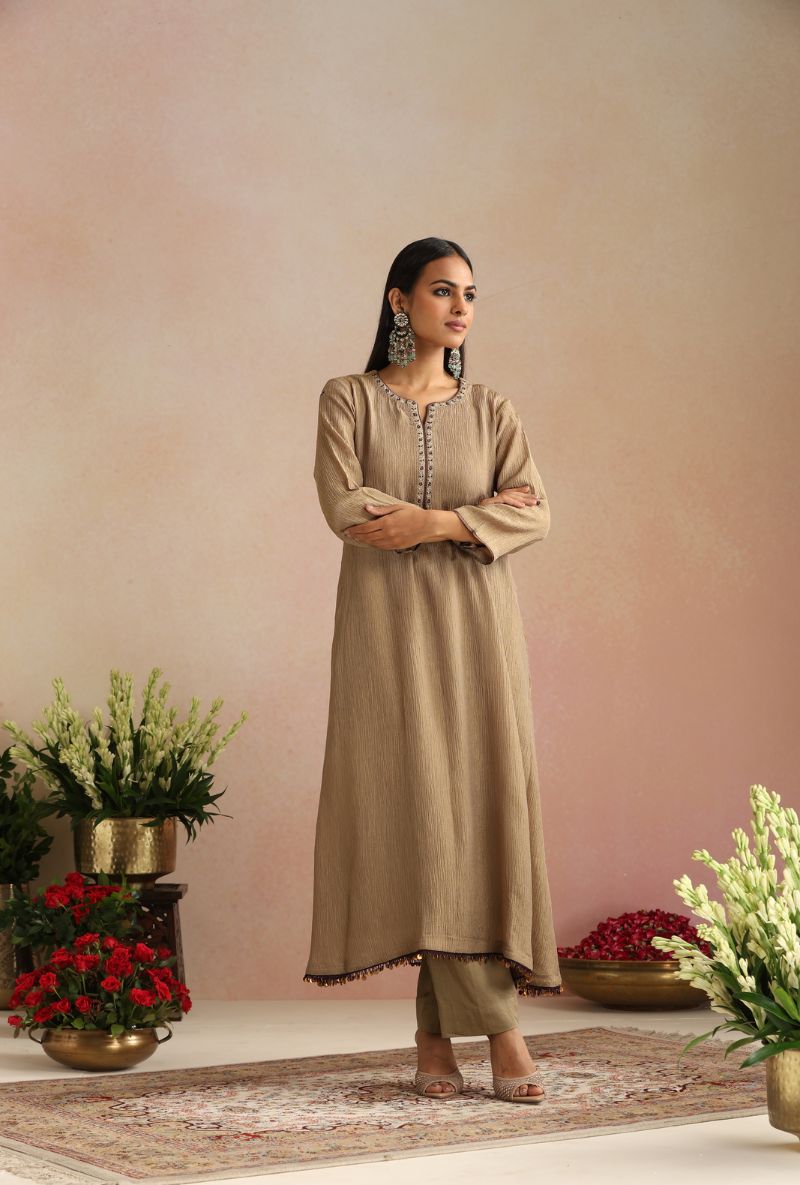 Golden Tissue Itrh Kurta Set