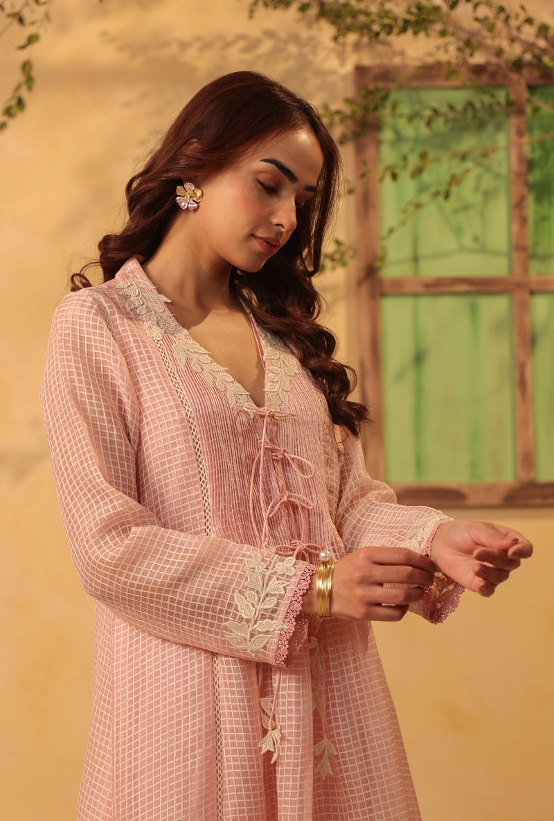 Light Pink Tie-Up Saaz Kurta Set