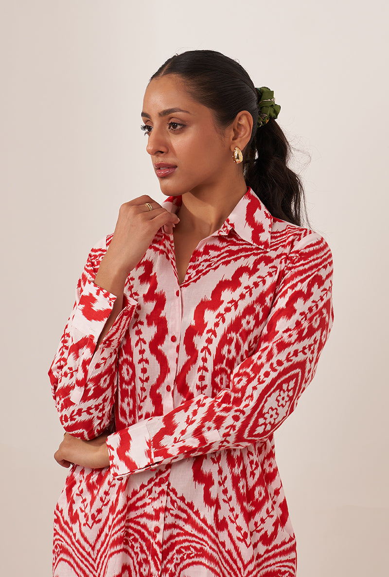 Red Ikat Lovebirds Co-Ord Set