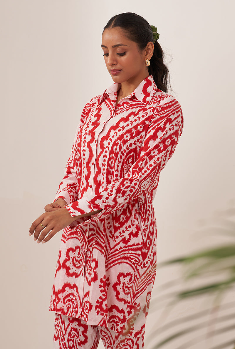 Red Ikat Lovebirds Co-Ord Set