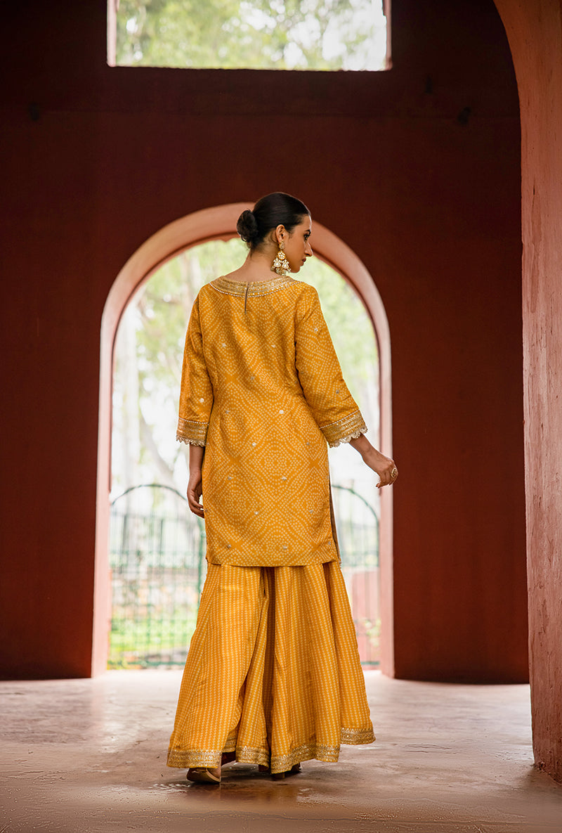 Yellow Bandhej Hoor 3.0 Gharara Set