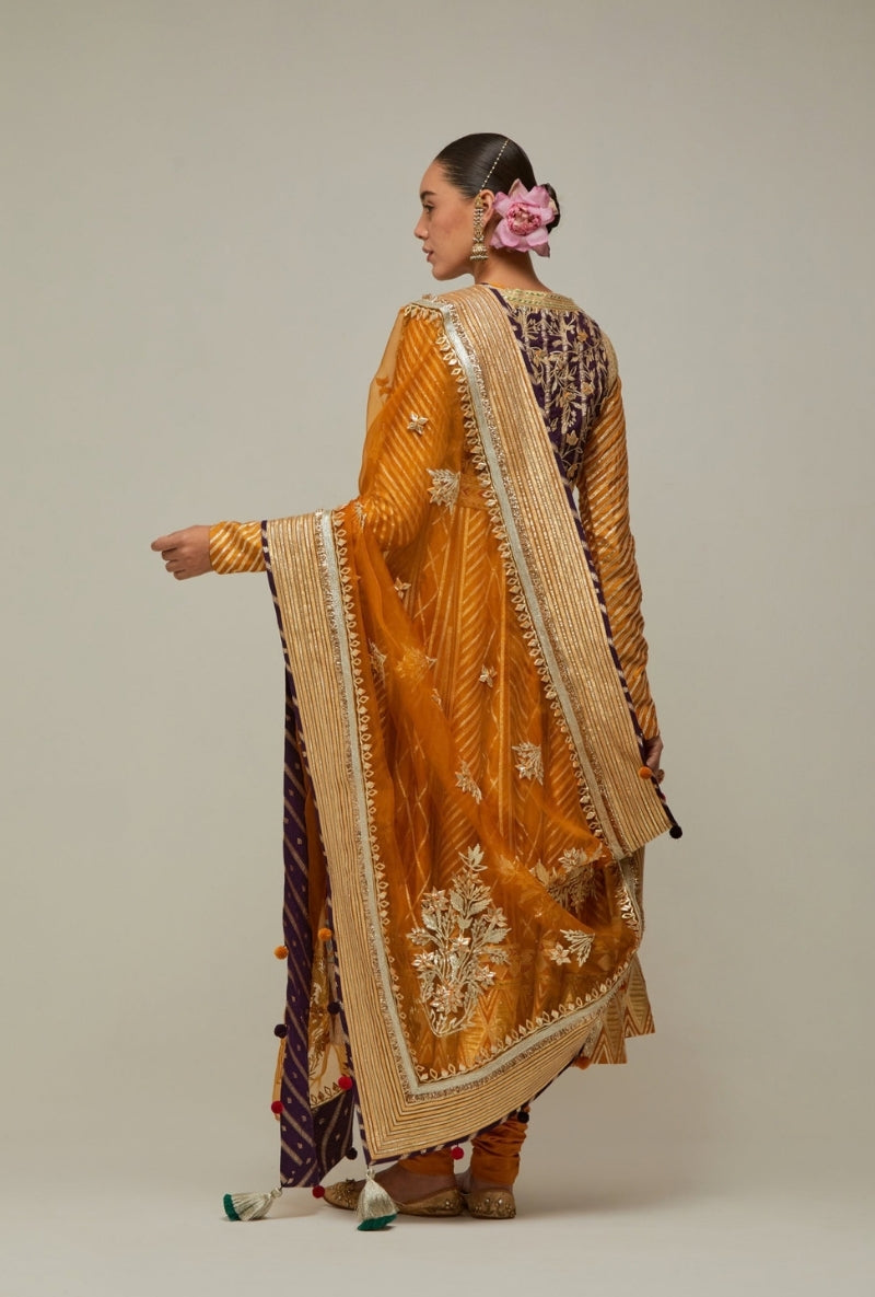Mustard Gota Anarkali Mehreen Jacket Set