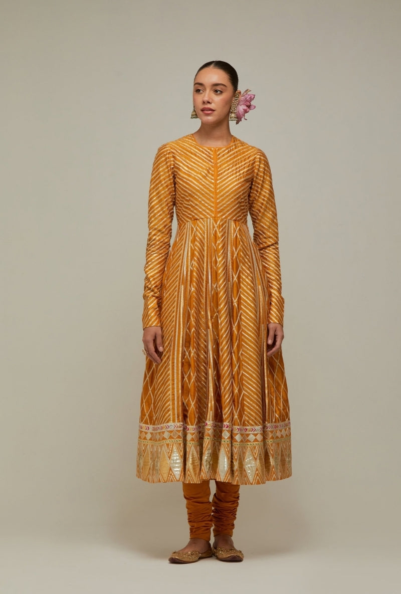 Mustard Gota Anarkali Mehreen Jacket Set
