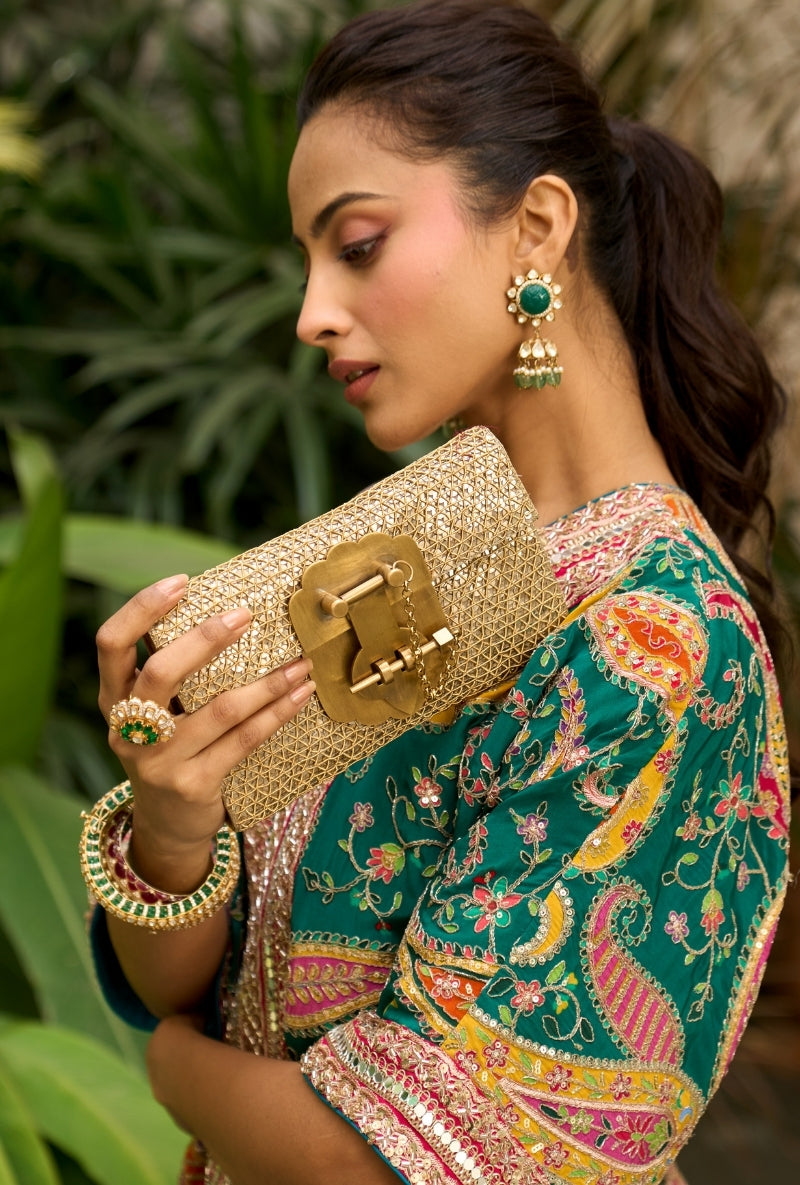 Bottle Green Paisely Print Choga Style Nadira Kurta Set