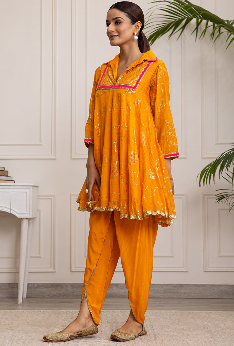Orange Collar Soha Salwar Set