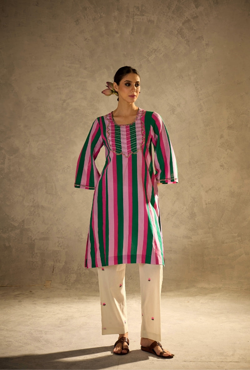 Multi Color Stripes Bead Work Gulabo Salwar Set