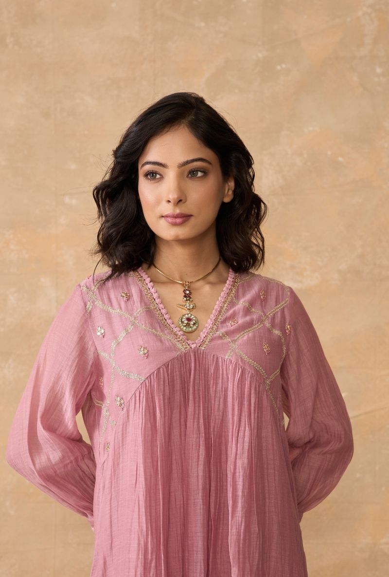 Dusty Pink Empire Line Ruhi 2.0 Kurta Set