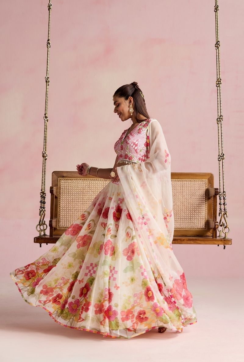 Multi Color Heavy Embroidered Blouse Amara Lehenga Set