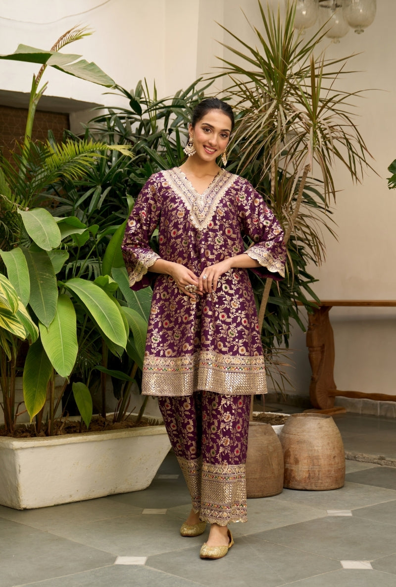 Purple Brocade Nadira Co-Ord Set