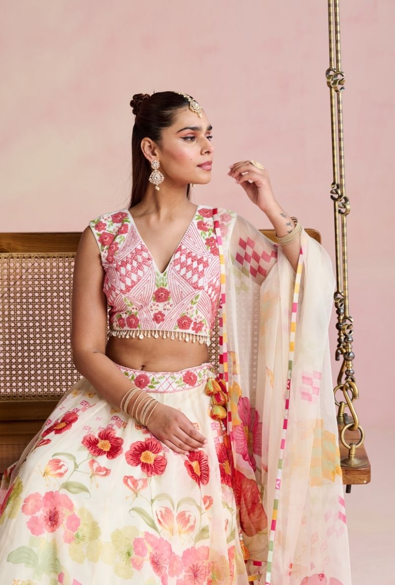 Multi Color Heavy Embroidered Blouse Amara Lehenga Set