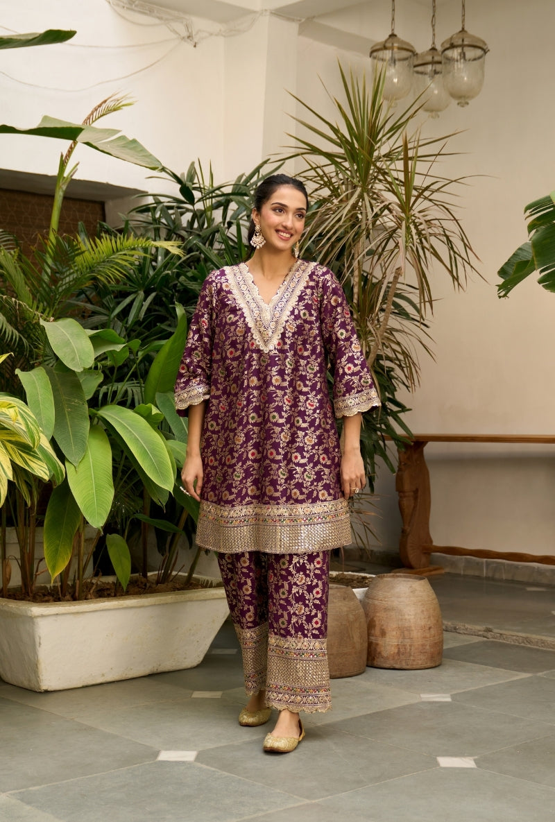 Purple Brocade Nadira Co-Ord Set