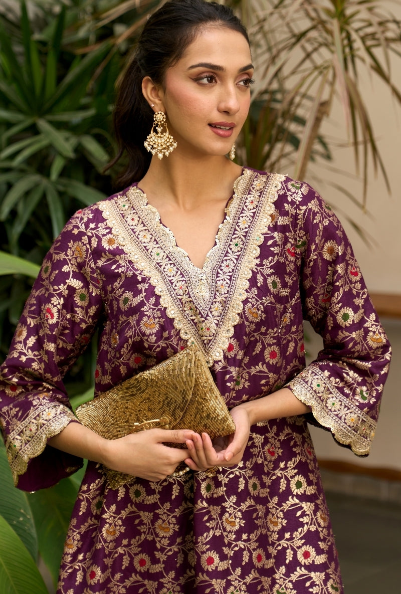 Purple Brocade Nadira Co-Ord Set