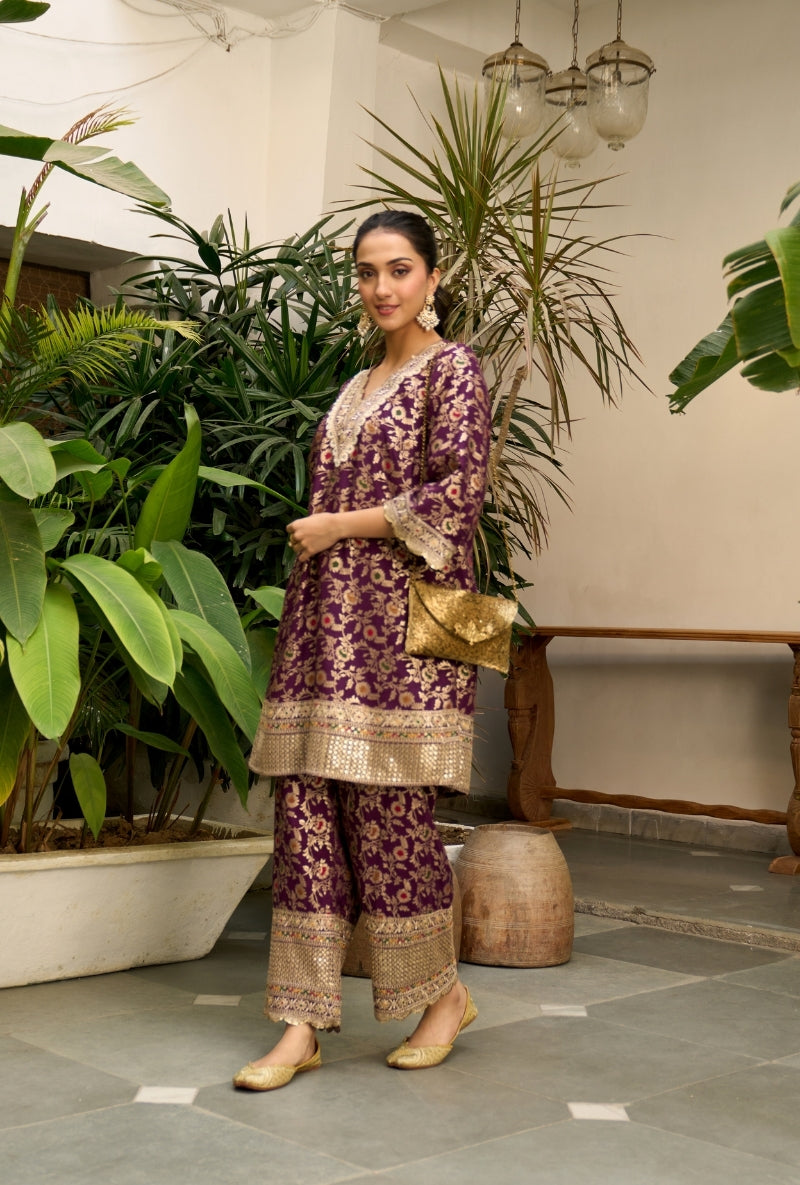 Purple Brocade Nadira Co-Ord Set – Misri By Meghna Nayyar