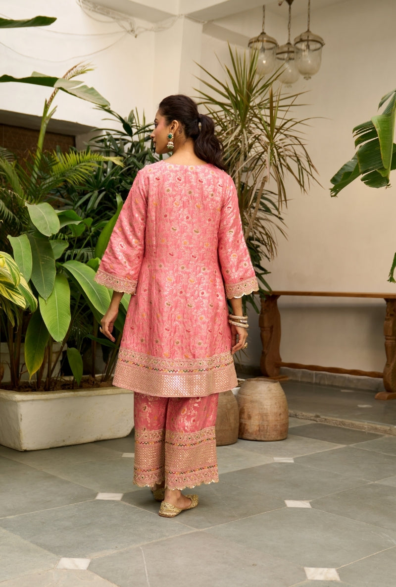 Pink Brocade Nadira Co-Ord Set
