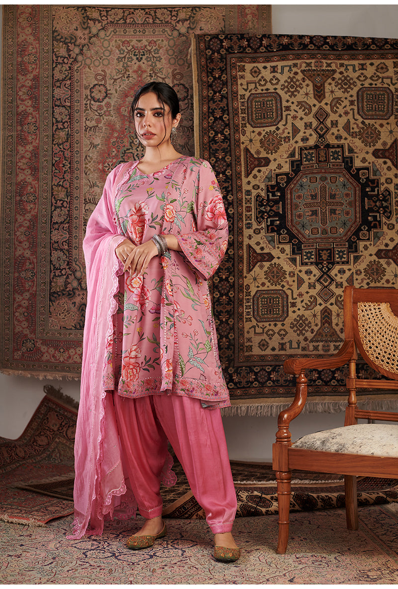 Old Rose Chintz Printed Aalam Kurta Set