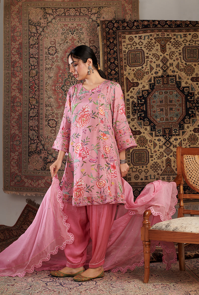 Old Rose Chintz Printed Aalam Kurta Set
