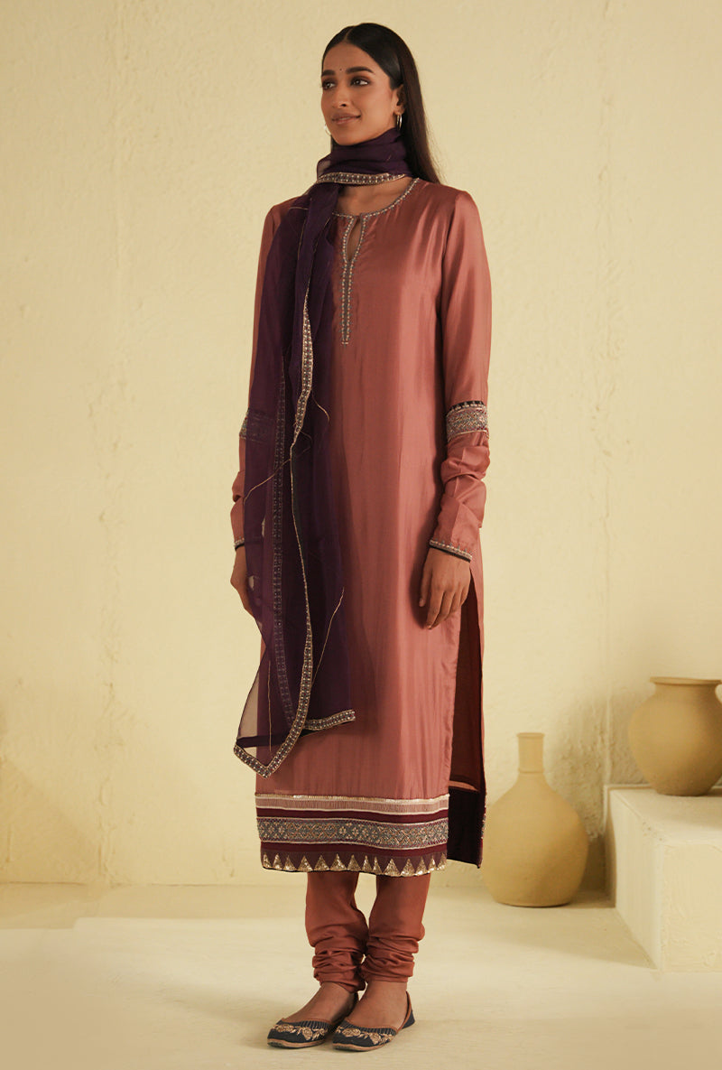 Old Rose Straight Cut Kurta Set