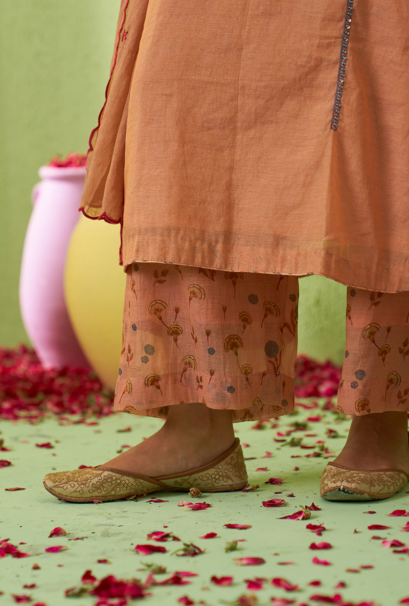 Peach Rose Butta Tara Kurta Set