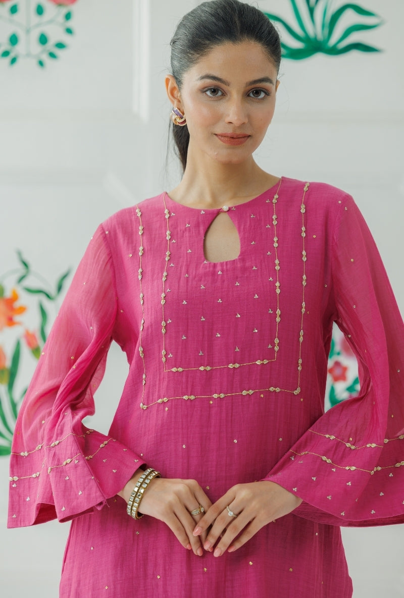 Mauve Pitta Work Yoke Baani Kurta Set