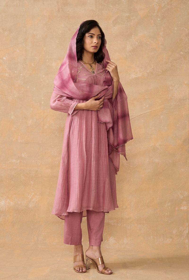 Dusty Pink Empire Line Ruhi 2.0 Kurta Set