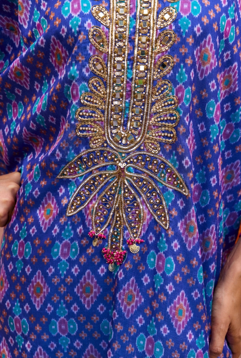 Blue Ikat Oorja Kaftan Set