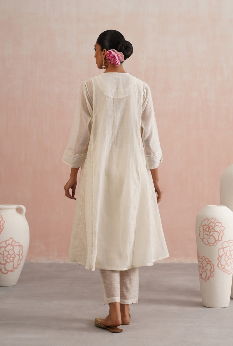 Ivory Pearl and Jewels Embroidered Prisha Kurta Set
