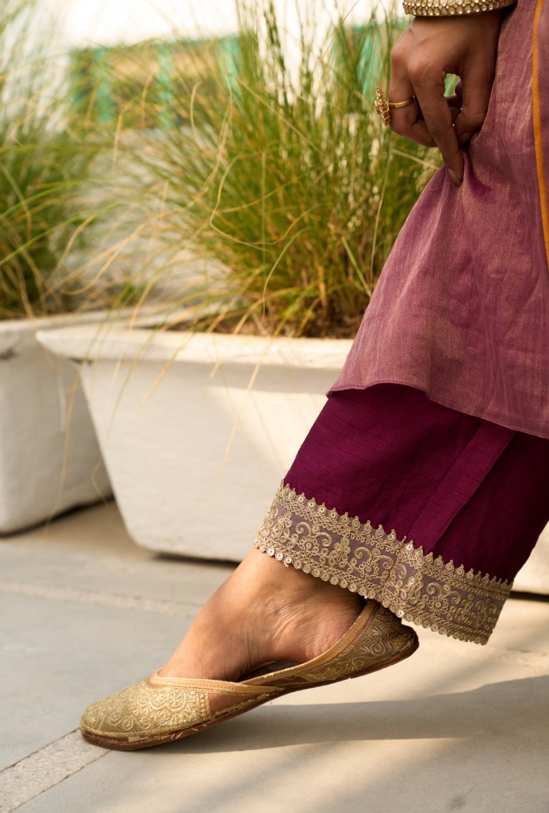 Purple Heavy Yoke Paneled Sabah Anarkali Set