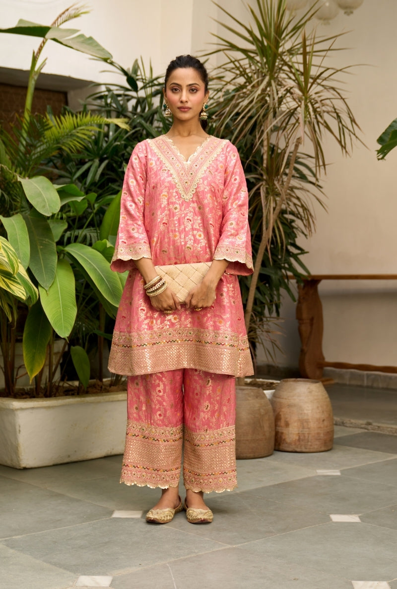 Pink Brocade Nadira Co-Ord Set