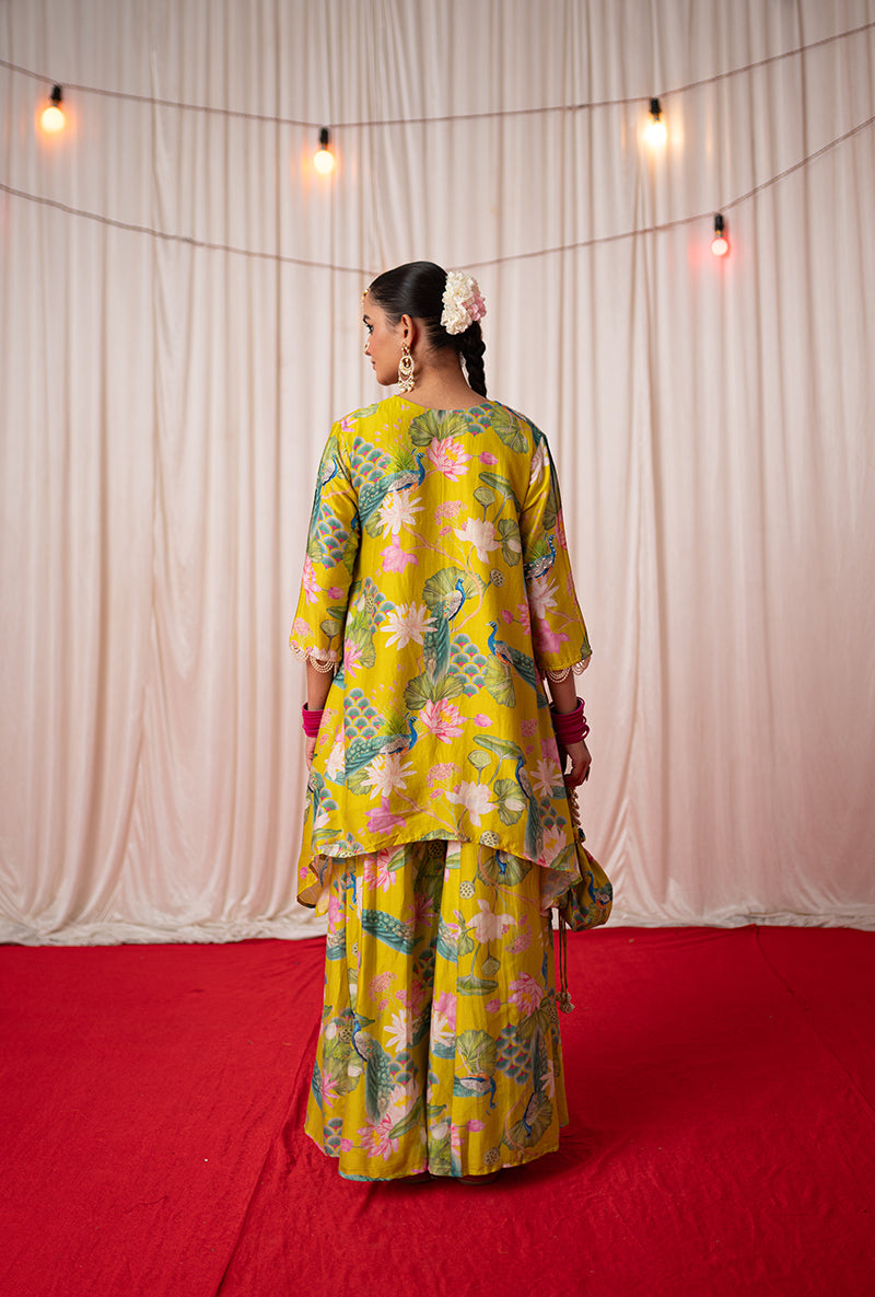 Lime Printed Kamli 2.0 Sharara Set