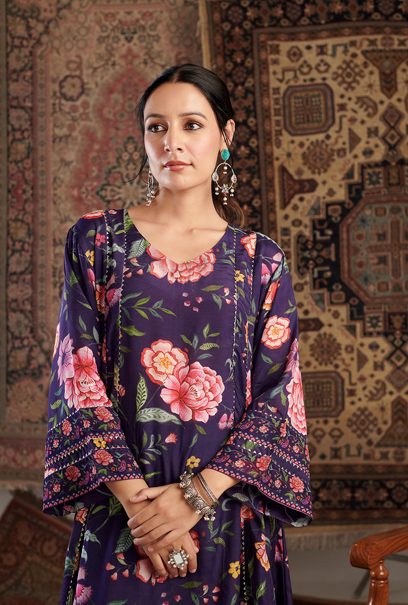 Purple Chintz Printed Aalam Kurta Set