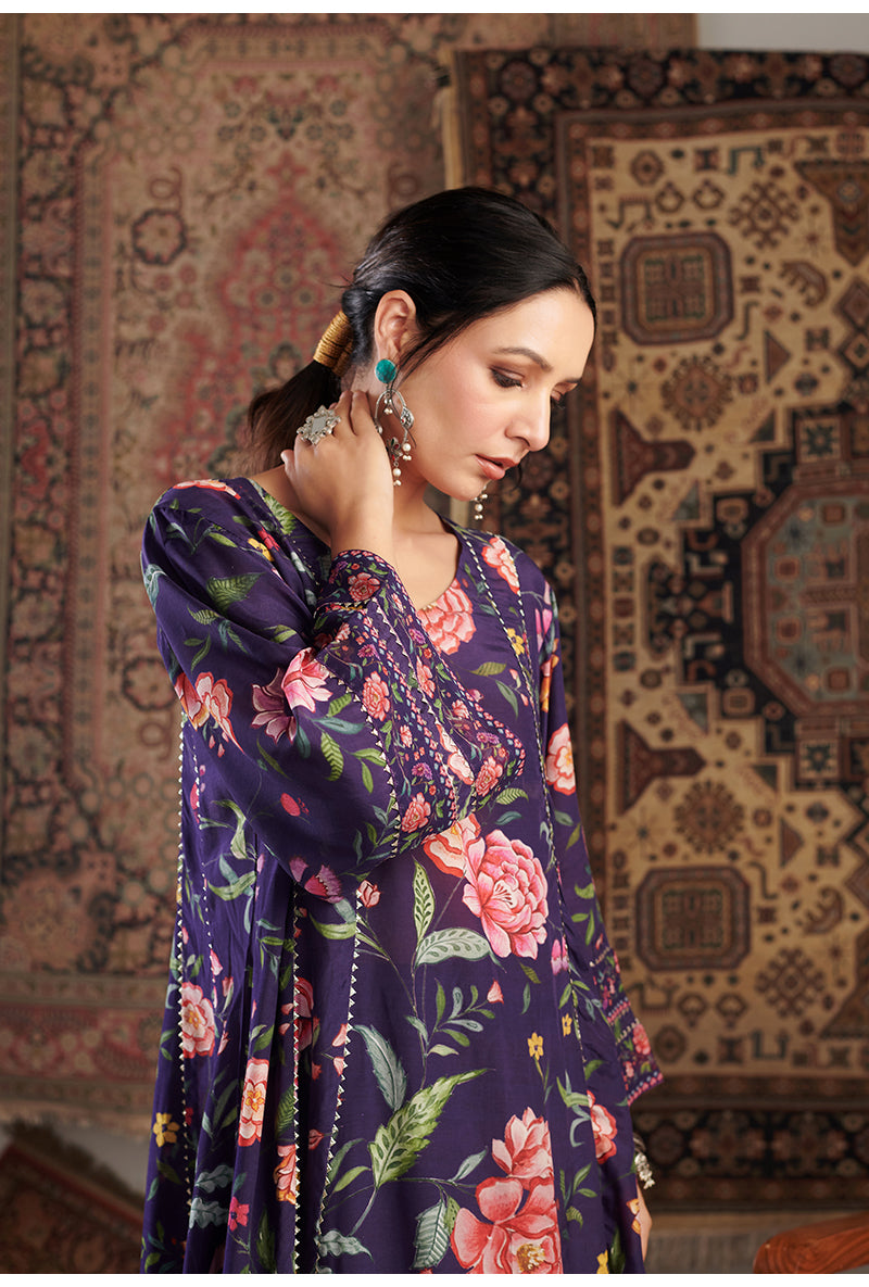 Purple Chintz Printed Aalam Kurta Set