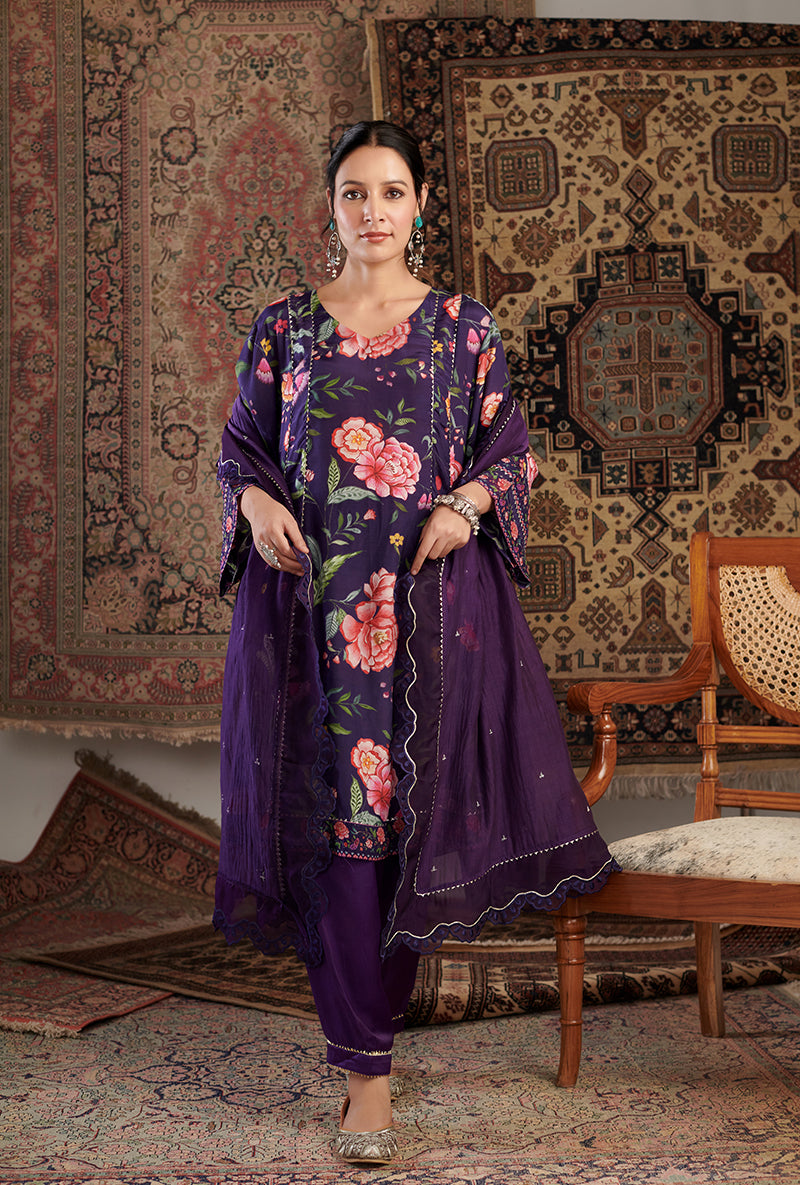 Purple Chintz Printed Aalam Kurta Set