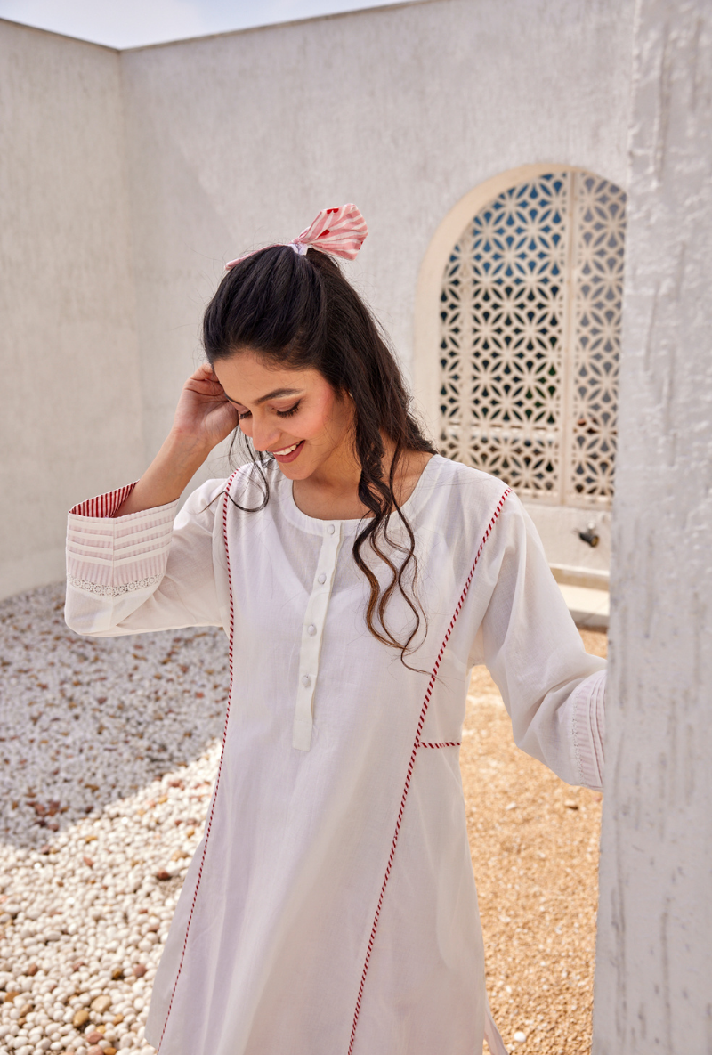 Pink Stripes And Heart Digital Print Peony Farshi Salwar Set