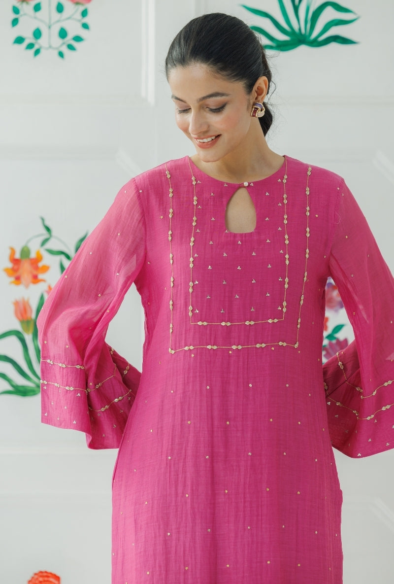 Mauve Pitta Work Yoke Baani Kurta Set