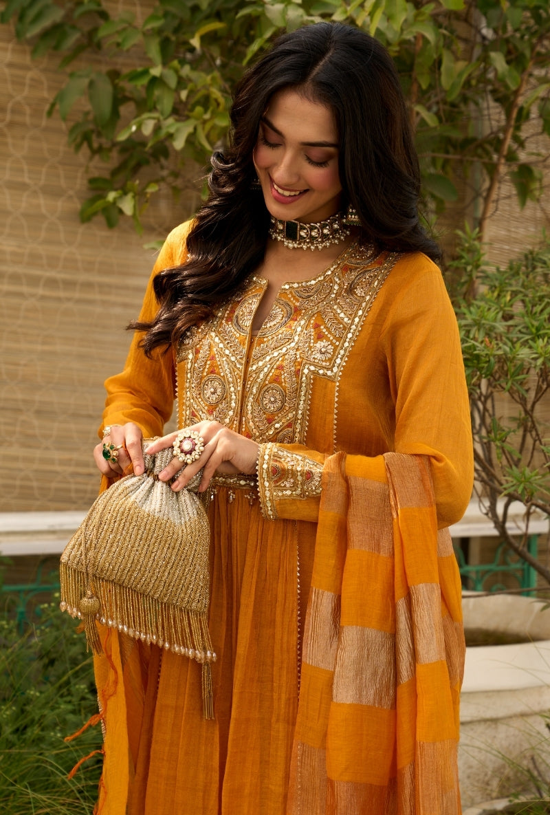 Mango Embroidered Square Yoke Sabah Anarkali Set