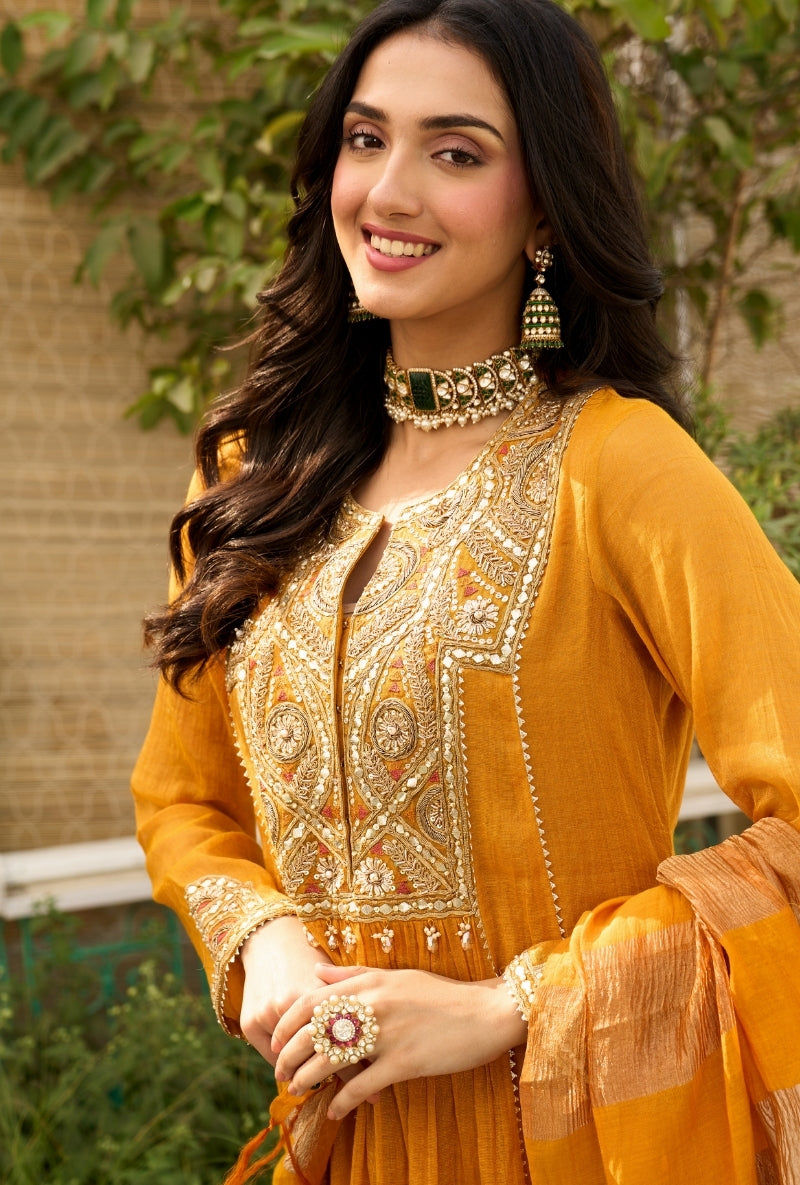 Mango Embroidered Square Yoke Sabah Anarkali Set
