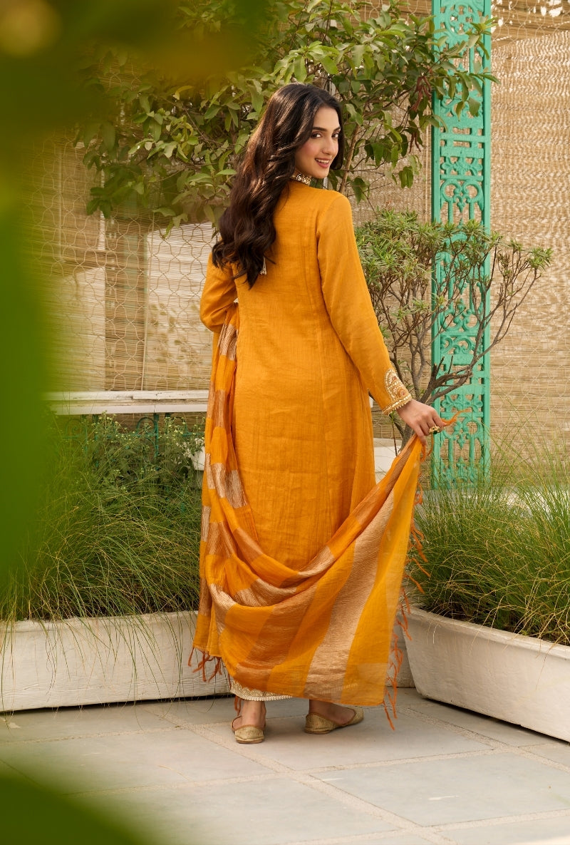Mango Embroidered Square Yoke Sabah Anarkali Set
