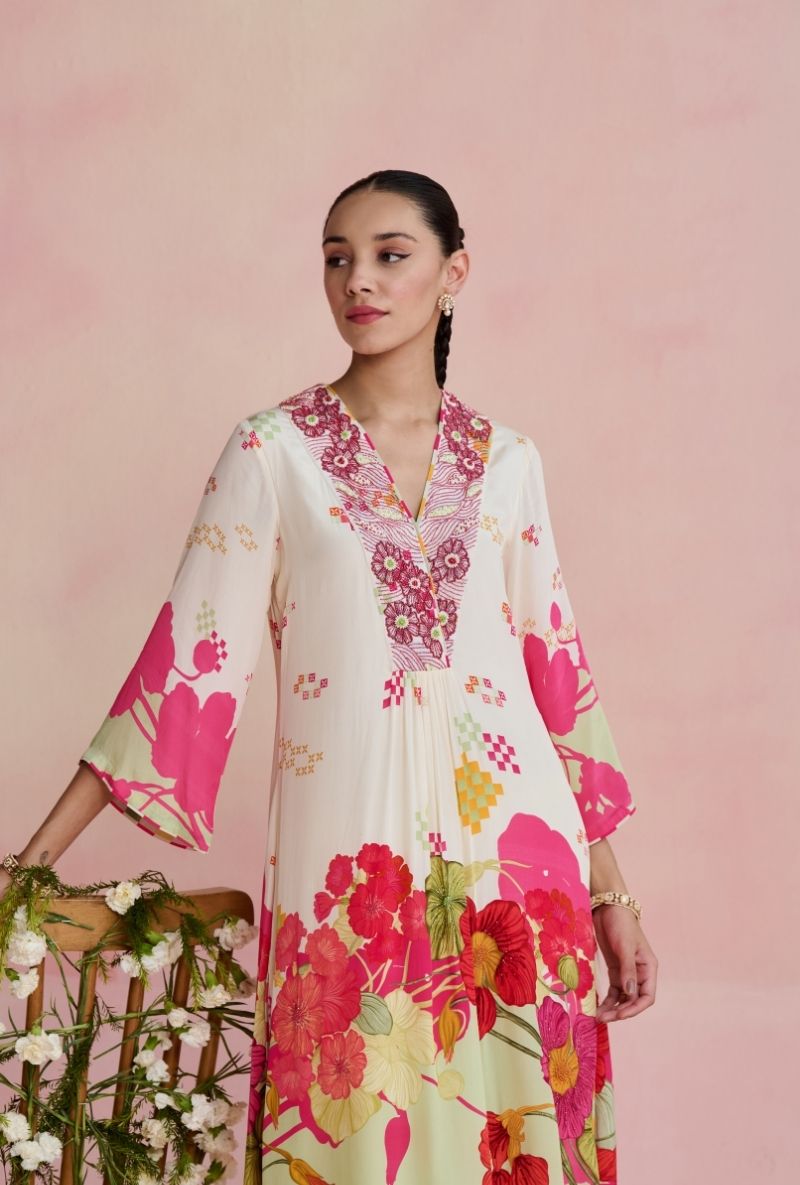 Multi Color Big Floral Printed Amara Kurta Set